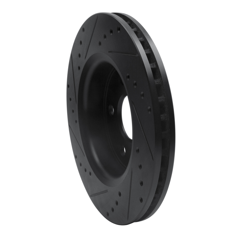 Jeep Commander Brake Rotor (1) - Front Right - R1 Concepts - Drilled & Slotted - Black - `05-`10